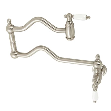 Kingston Brass KS2108PL Heritage Wall Mount Pot Filler, Brushed Nickel KS2108PL